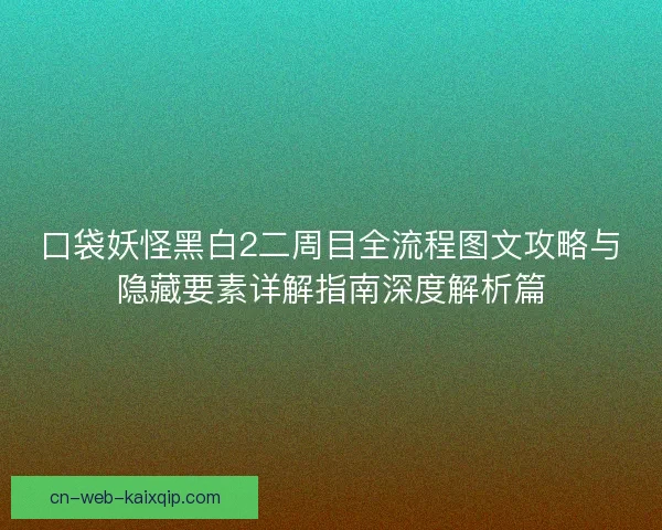 口袋妖怪黑白2二周目全流程图文攻略与隐藏要素详解指南深度解析篇